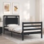 Bed frame with black solid wood headboard 90x200 cm by vidaXL, Beds and slatted bases - Ref: Foro24-3194040, Price: 125,13 €,...