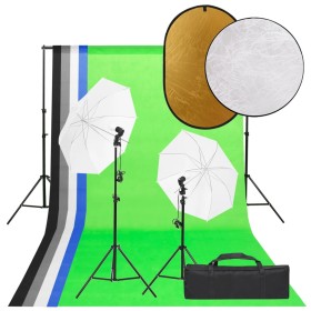 Fotostudio-Set mit Lichtset, Hintergrund und Reflektor von vidaXL, Blitze und Studiobeleuchtung - Ref: Foro24-3094732, Preis:...