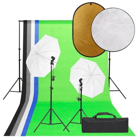 Photo studio kit with light set, background and reflector by vidaXL, Flashes and studio lighting - Ref: Foro24-3094732, Price...