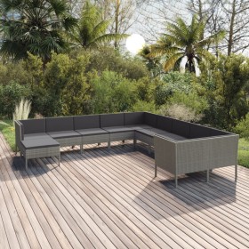 11-teiliges Gartenmöbel-Set und graue synthetische Rattankissen von vidaXL, Gartensets - Ref: Foro24-3094518, Preis: 779,99 €...