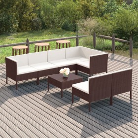 8-teiliges Gartenmöbel-Set und braune synthetische Rattankissen von vidaXL, Gartensets - Ref: Foro24-3094391, Preis: 605,99 €...