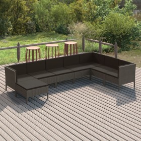 8-piece garden furniture set and gray synthetic rattan cushions by vidaXL, Garden sets - Ref: Foro24-3094422, Price: 560,99 €...