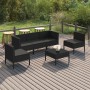 Set de muebles de jardín 6 pzas y cojines ratán sintético negro de vidaXL, Conjuntos de jardín - Ref: Foro24-3094345, Precio:...