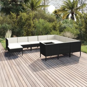 Gartenmöbel-Set 11-teilig, schwarze Kissen aus synthetischem Rattan von vidaXL, Gartensets - Ref: Foro24-3094508, Preis: 896,...