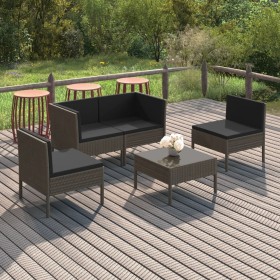 5-teiliges Gartenmöbel-Set und graue synthetische Rattankissen von vidaXL, Gartensets - Ref: Foro24-3094342, Preis: 338,99 €,...