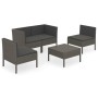 Set de muebles de jardín 5 pzas y cojines ratán sintético gris de vidaXL, Conjuntos de jardín - Ref: Foro24-3094342, Precio: ...