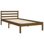 Estructura cama y cabecero madera maciza marrón miel 100x200 cm de vidaXL, Camas y somieres - Ref: Foro24-3194434, Precio: 11...