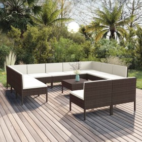 Gartenmöbel-Set 12-teilig und braune synthetische Rattankissen von vidaXL, Gartensets - Ref: Foro24-3094607, Preis: 822,12 €,...