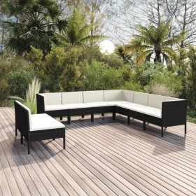 Garden furniture set 9 pieces black synthetic rattan cushions by vidaXL, Garden sets - Ref: Foro24-3094468, Price: 683,99 €, ...