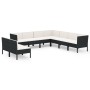 Set de muebles de jardín 9 pzas cojines ratán sintético negro de vidaXL, Conjuntos de jardín - Ref: Foro24-3094468, Precio: 6...