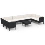 Set de muebles de jardín 11 pzas cojines ratán sintético negro de vidaXL, Conjuntos de jardín - Ref: Foro24-3094632, Precio: ...