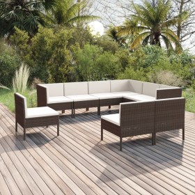 Garden furniture set 9 pieces and brown synthetic rattan cushions by vidaXL, Garden sets - Ref: Foro24-3094447, Price: 690,99...