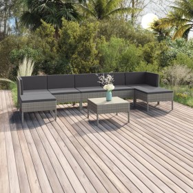 8-teiliges Gartenmöbel-Set und graue synthetische Rattankissen von vidaXL, Gartensets - Ref: Foro24-3094546, Preis: 644,99 €,...