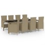 Set comedor de jardín 11 piezas y cojines ratán sintético beige de vidaXL, Conjuntos de jardín - Ref: Foro24-3094908, Precio:...