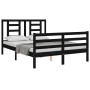 Bed frame with black solid wood headboard 120x200 cm by vidaXL, Beds and slatted bases - Ref: Foro24-3194700, Price: 159,37 €...