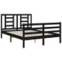 Estructura de cama con cabecero madera maciza negro 120x200 cm de vidaXL, Camas y somieres - Ref: Foro24-3194700, Precio: 159...