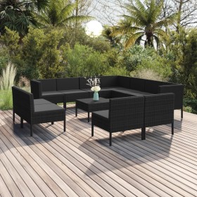 Gartenmöbel-Set 12-teilig und schwarze synthetische Rattankissen von vidaXL, Gartensets - Ref: Foro24-3094481, Preis: 840,99 ...