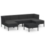 Set de muebles de jardín 7 pzas cojines ratán sintético negro de vidaXL, Conjuntos de jardín - Ref: Foro24-3094537, Precio: 4...