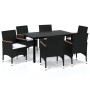 Set de comedor de jardín 7 pzas y cojines ratán sintético negro de vidaXL, Conjuntos de jardín - Ref: Foro24-3095000, Precio:...