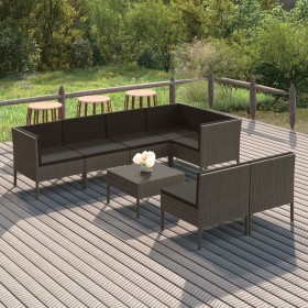 8-teiliges Gartenmöbel-Set und graue synthetische Rattankissen von vidaXL, Gartensets - Ref: Foro24-3094394, Preis: 560,99 €,...