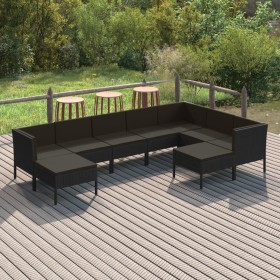 9-teiliges Gartenmöbel-Set und schwarze synthetische Rattankissen von vidaXL, Gartensets - Ref: Foro24-3094433, Preis: 726,67...