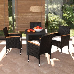 Juego muebles jardín 5 pzas con cojines ratán sintético negro de vidaXL, Conjuntos de jardín - Ref: Foro24-3094998, Precio: 3...