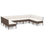 Set muebles de jardín 9 pzas y cojines ratán sintético marrón de vidaXL, Conjuntos de jardín - Ref: Foro24-3094595, Precio: 7...