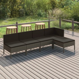 5-teiliges Gartenmöbel-Set und graue synthetische Rattankissen von vidaXL, Gartensets - Ref: Foro24-3094370, Preis: 322,57 €,...