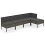 Set de muebles de jardín 5 pzas y cojines ratán sintético gris de vidaXL, Conjuntos de jardín - Ref: Foro24-3094370, Precio: ...