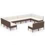 Set muebles de jardín 12 pzas y cojines ratán sintético marrón de vidaXL, Conjuntos de jardín - Ref: Foro24-3094611, Precio: ...