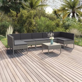 Satz Gartenmöbel 8 Stück und Kissen synthetischen Rattan grau von vidaXL, Gartensets - Ref: Foro24-3094594, Preis: 584,01 €, ...