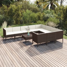 Garden furniture set 11 pieces and brown synthetic rattan cushions by vidaXL, Garden sets - Ref: Foro24-3094491, Price: 834,4...