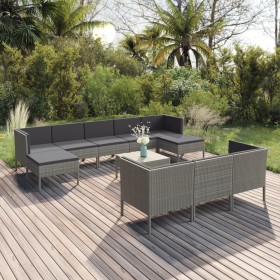 11-teiliges Gartenmöbel-Set und graue synthetische Rattankissen von vidaXL, Gartensets - Ref: Foro24-3094586, Preis: 807,99 €...