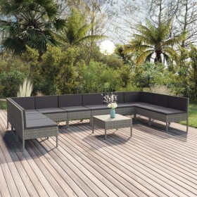 11-teiliges Gartenmöbel-Set und graue synthetische Rattankissen von vidaXL, Gartensets - Ref: Foro24-3094602, Preis: 744,99 €...