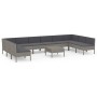 Set de muebles de jardín 11 pzas y cojines ratán sintético gris de vidaXL, Conjuntos de jardín - Ref: Foro24-3094602, Precio:...