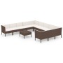 Set muebles de jardín 12 pzas y cojines ratán sintético marrón de vidaXL, Conjuntos de jardín - Ref: Foro24-3094499, Precio: ...