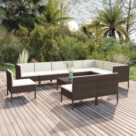 Garden furniture set 11 pieces and brown synthetic rattan cushions by vidaXL, Garden sets - Ref: Foro24-3094451, Price: 788,2...