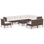 Set muebles de jardín 11 pzas y cojines ratán sintético marrón de vidaXL, Conjuntos de jardín - Ref: Foro24-3094451, Precio: ...