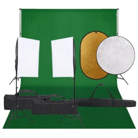 Fotostudio-Set mit Lichtset, Hintergrund und Reflektor von vidaXL, Blitze und Studiobeleuchtung - Ref: Foro24-3094758, Preis:...