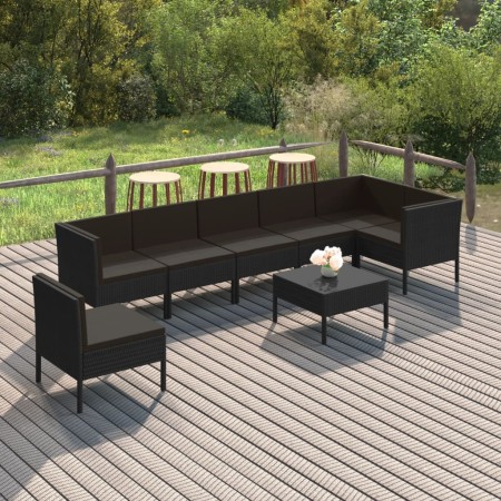 8-teiliges Gartenmöbel-Set und schwarze synthetische Rattankissen von vidaXL, Gartensets - Ref: Foro24-3094389, Preis: 526,33...