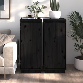 Sideboard 2 units solid black pine wood 31.5x34x75 cm by vidaXL, Sideboards - Ref: Foro24-813359, Price: 78,76 €, Discount: %