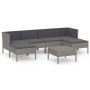 Set de muebles de jardín 7 pzas y cojines ratán sintético gris de vidaXL, Conjuntos de jardín - Ref: Foro24-3094538, Precio: ...