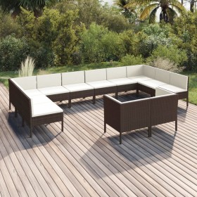 Garden furniture set 12 pieces and brown synthetic rattan cushions by vidaXL, Garden sets - Ref: Foro24-3094623, Price: 974,5...