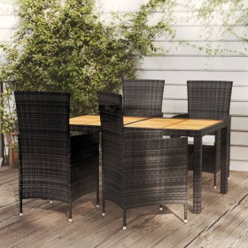 5-teiliges Garten-Essset mit schwarzen PE-Rattankissen von vidaXL, Gartensets - Ref: Foro24-3094835, Preis: 362,99 €, Rabatt: %