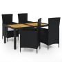 Juego de comedor de jardín 5 piezas con cojines ratán PE negro de vidaXL, Conjuntos de jardín - Ref: Foro24-3094835, Precio: ...