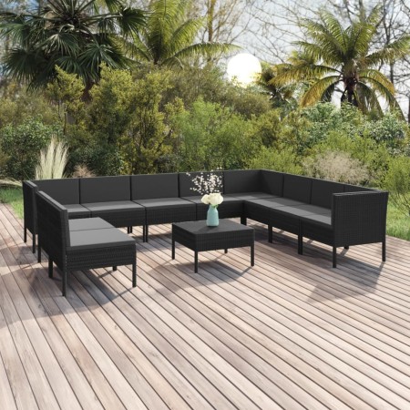 Garden furniture set 11 pieces black synthetic rattan cushions by vidaXL, Garden sets - Ref: Foro24-3094473, Price: 782,17 €,...