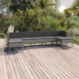 Satz Gartenmöbel 7 Stück und Kissen synthetischen Rattan grau von vidaXL, Gartensets - Ref: Foro24-3094542, Preis: 439,04 €, ...