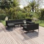 Gartenmöbel-Set 10 Stück schwarze synthetische Rattankissen von vidaXL, Gartensets - Ref: Foro24-3094553, Preis: 688,62 €, Ra...