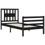 Bed frame with black solid wood headboard 90x200 cm by vidaXL, Beds and slatted bases - Ref: Foro24-3194560, Price: 121,01 €,...