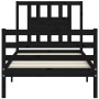 Bed frame with black solid wood headboard 90x200 cm by vidaXL, Beds and slatted bases - Ref: Foro24-3194560, Price: 121,01 €,...